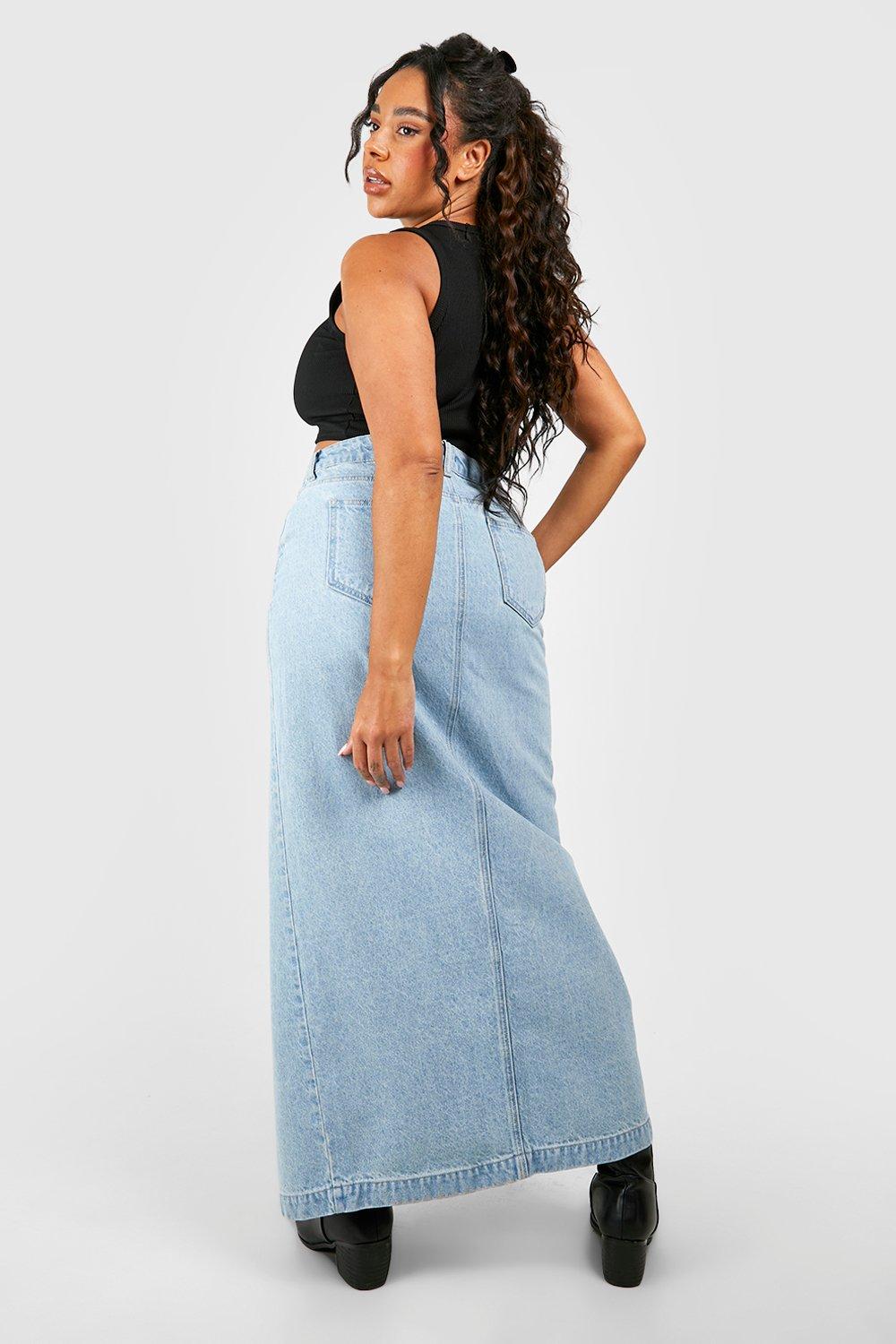 Maxi denim skirt top plus size uk